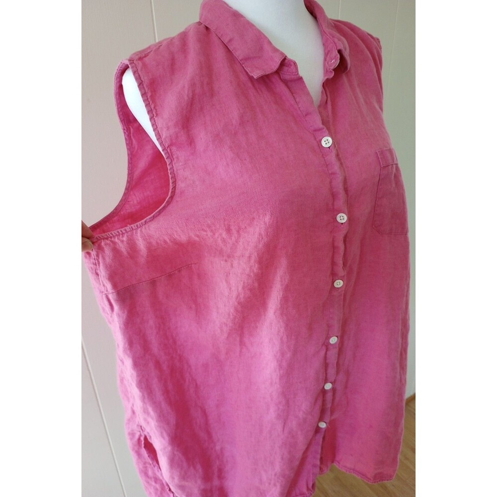 J.Jill Love Linen Tunic Button Front Shirt Pink XL Sleeveless Casual Summer - Picture 4 of 10